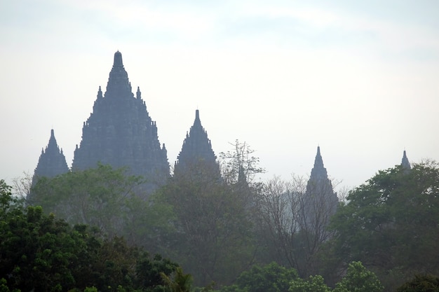 Prambanan Temple with cloudy blue sky background a Hindhu Temple at Yogyakarta Indonesia