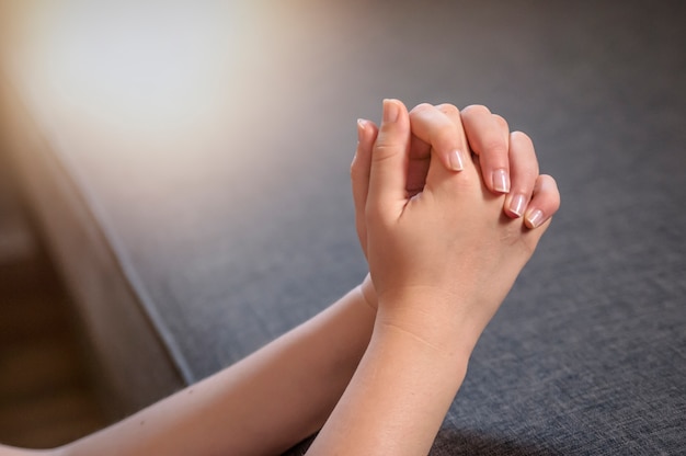 Pray in the Morning , Woman praying with hands together