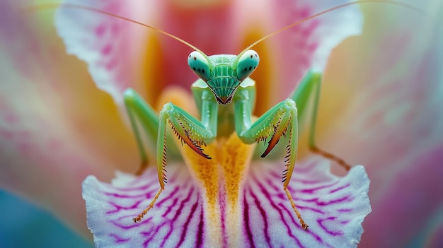 Photo praying mantis on a flower