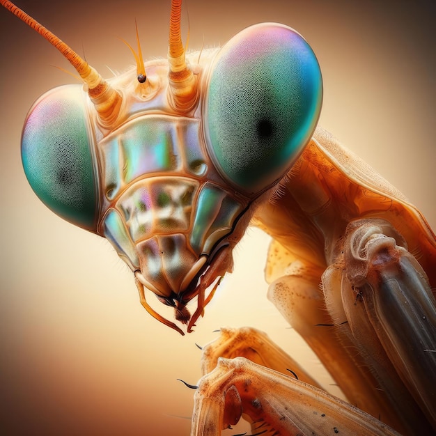 praying mantis on a ground macro insect background