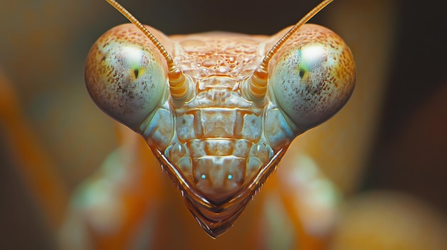 Photo a praying mantiss intriguing gaze up close in the forest