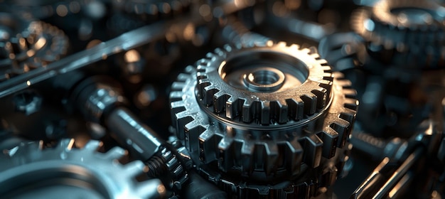 Precision CloseUp of Metallic Gears Inside a Mechanical Lock Mechanism for Security and Engineering