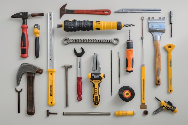 Precision Engineering Tools Arranged in Neat Composition for Construction Projects