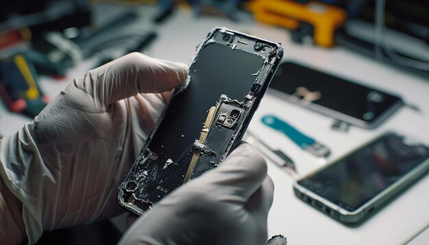 Photo precision repairs technicians at work with modern mobile repair equipment