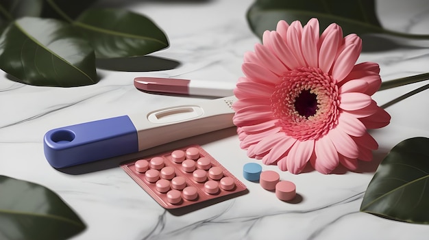 Photo pregnancy test birth control pills gerbera daisies