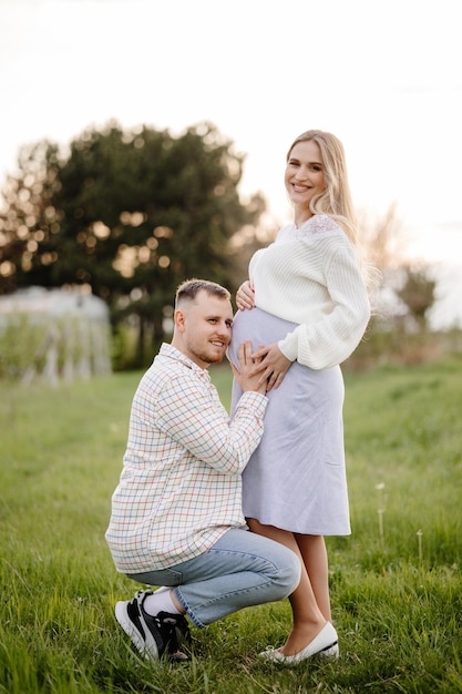 Pregnant woman in a field