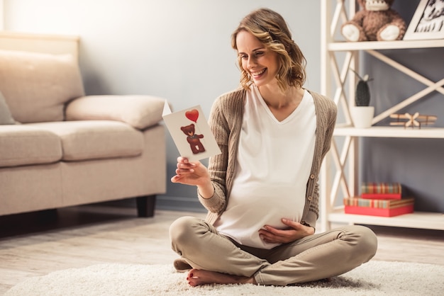 Pregnant woman at home