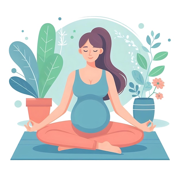 a pregnant woman is sitting in a yoga pose