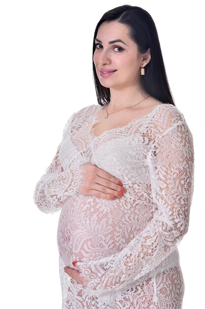 Pregnant woman posing isolated