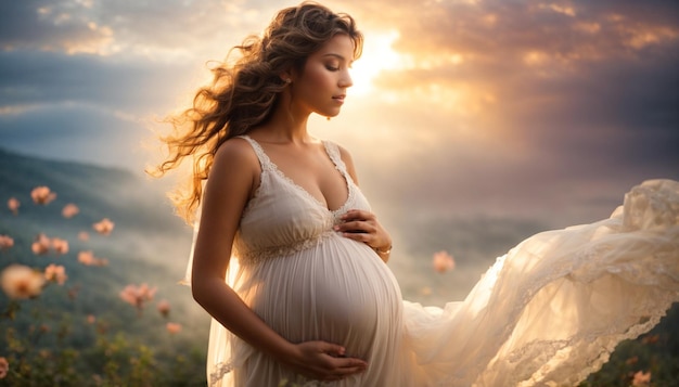 Pregnant Woman's Serene Bliss