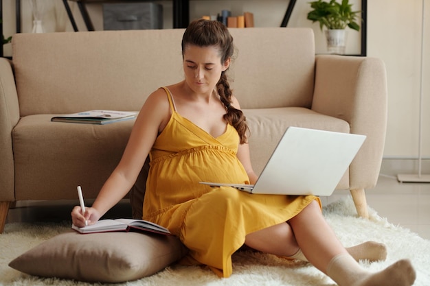 Pregnant Woman Studying at Home