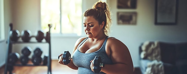 Photo a pregnant woman with dumbbells in her hands