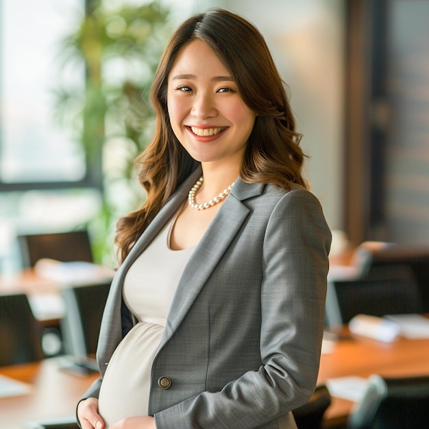 Pregnant Woman Working at the Office