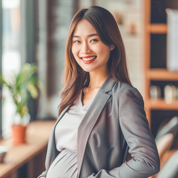 Pregnant Woman Working at the Office