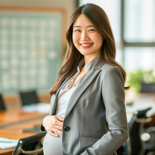 Pregnant Woman Working at the Office