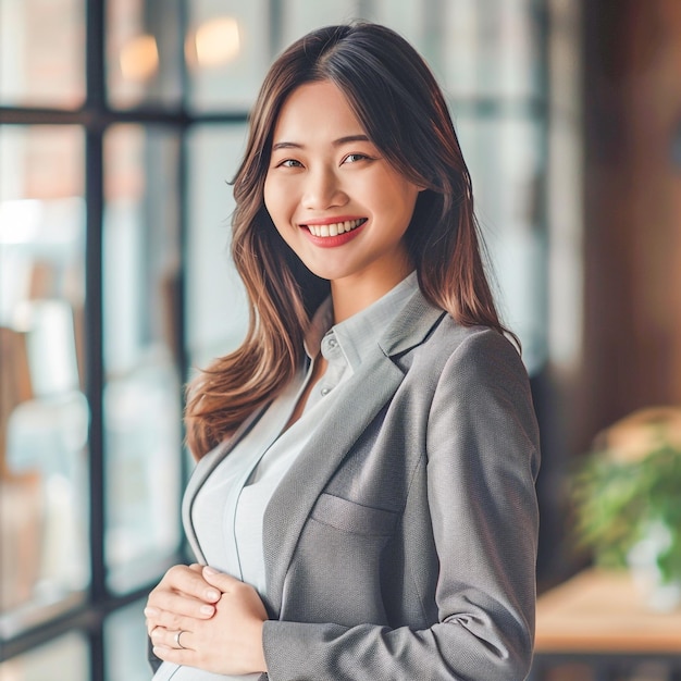 Pregnant Woman Working at the Office