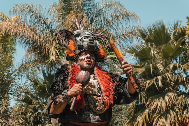 PreHispanic Dancer with a feather headdress