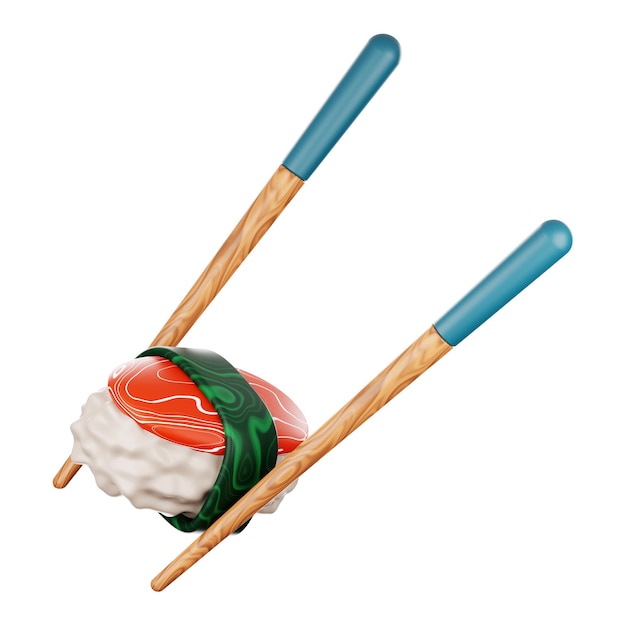 Premium asian food sushi icon 3d rendering on isolated background