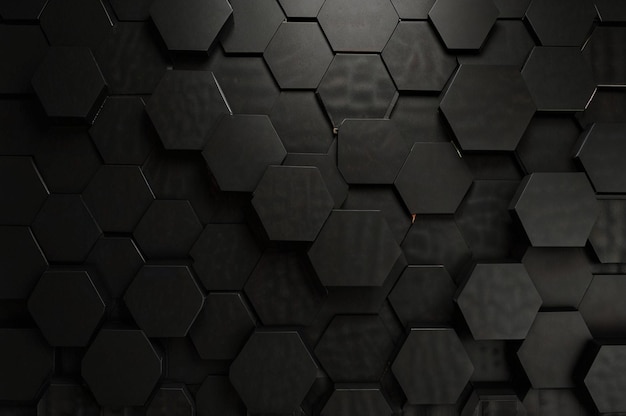 Premium Black Hexagon Background with Geometric Texture for Professional Media