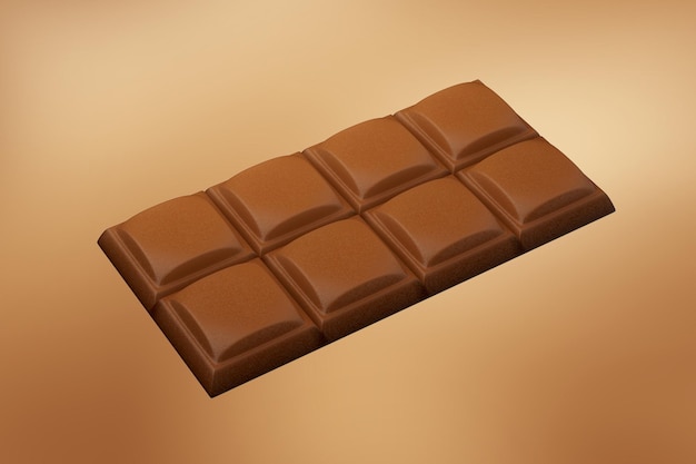 Premium chocolate bar isolated on caramel background 3d illustration