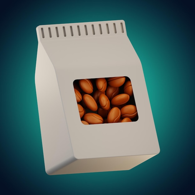 Photo premium coffee bean pack icon 3d rendering on isolated background