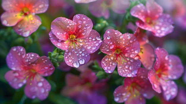 premium of a colorful array of flowers including pink purple yellow and pink and purple blooms arranged in a close up shot