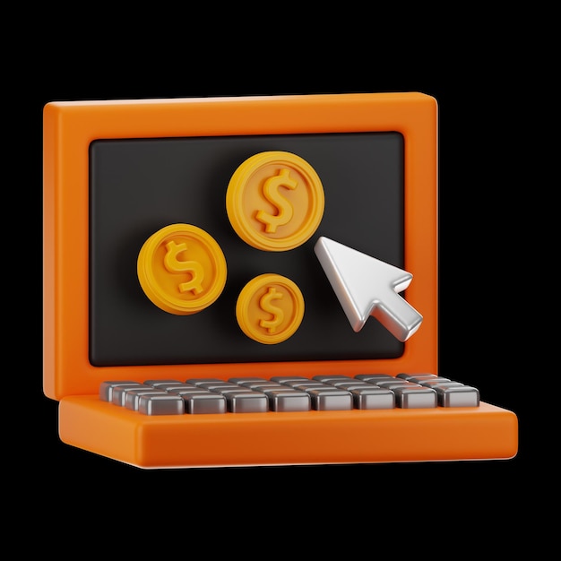 Premium finance dollar coin computer icon 3d rendering on isolated background