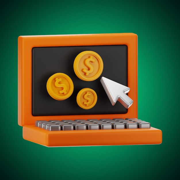 Premium finance dollar coin computer icon 3d rendering on isolated background