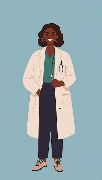 Photo premium flat cartoon career woman doctor 5