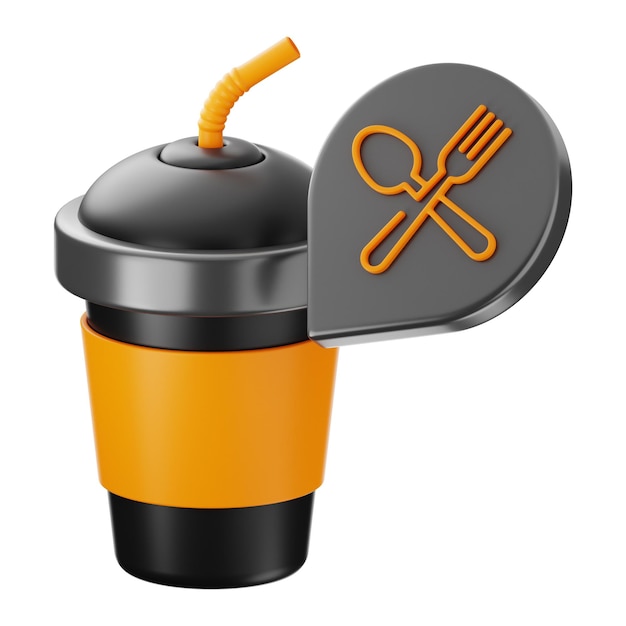 Premium food delivery coffee cup icon 3d rendering on isolated background