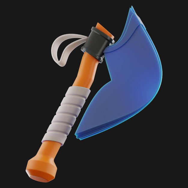 Photo premium game asset warrior axe icon 3d rendering on isolated background