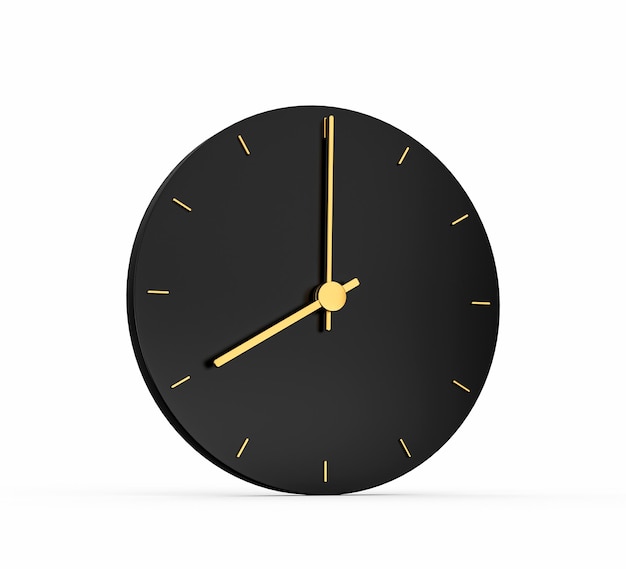 Premium Gold Clock icon on black 8 o clock Time icon 3d illustration eight o clock