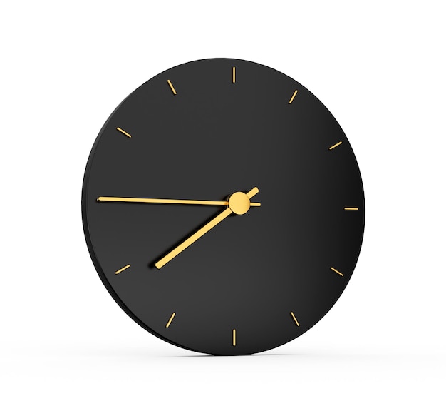 Premium Gold Clock icon isolated 7 45 o clock quarter to Eight on black icon Seven forty five