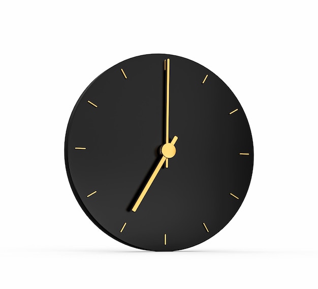 Premium Gold Clock icon isolated 7 o clock on black background Seven o39clock Time icon 3d