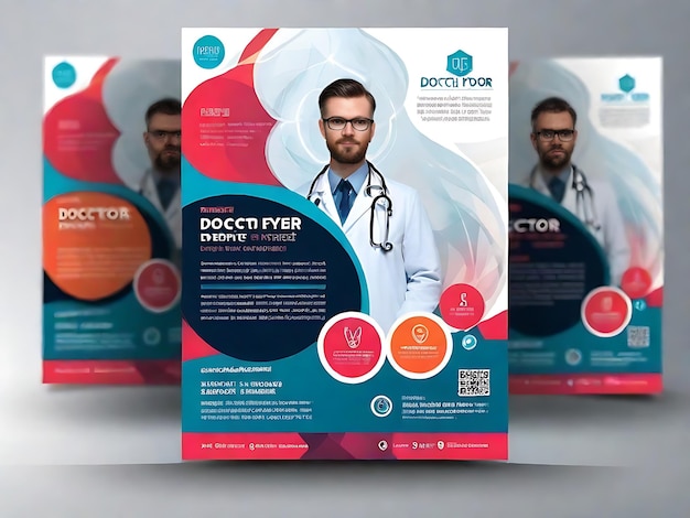 Premium Modern Doctor Flyer Template Abstract Design for Professional Healthcare Promotion