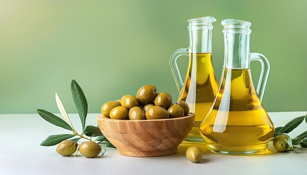 Premium Olive Oil and Olive Branch Branding Image with Copy Space for Text