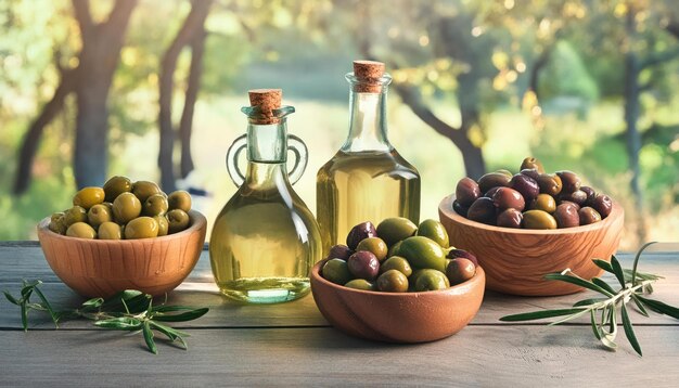 Premium Olive Oil and Olive Branch Branding Image with Copy Space for Text