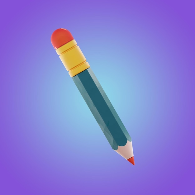 Premium pencil multimedia user interface Icon 3D Rendering PNG Transparent Background