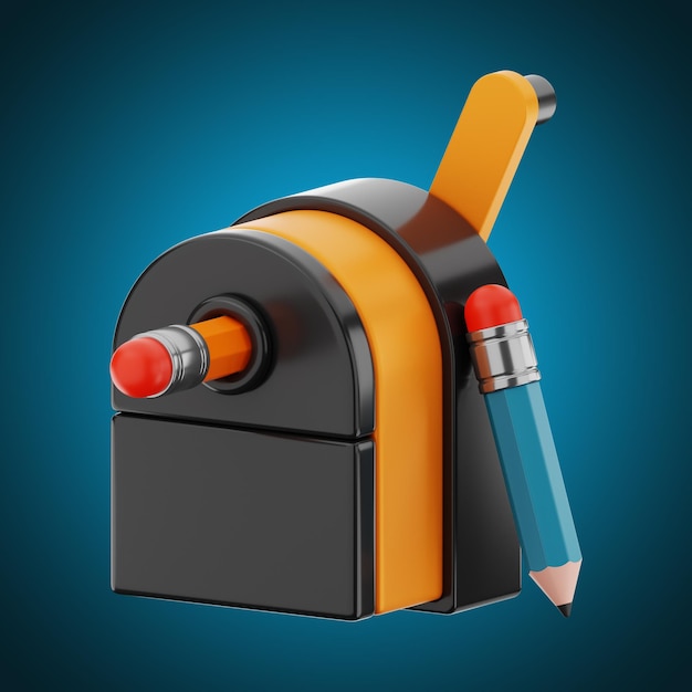 Premium Pencil sharpener icon 3d rendering on isolated background PNG