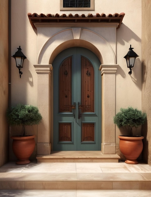 Premium photo 3d rendering of mediterranean door AI generated