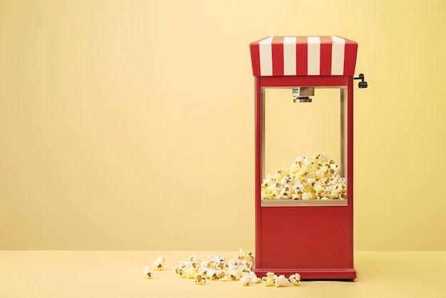 Photo premium popcorn machine with freshly popped popcorn ideal for home or events