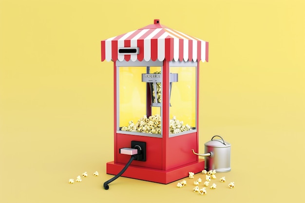 Photo premium popcorn machine with freshly popped popcorn ideal for home or events