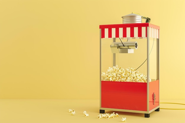 Photo premium popcorn machine with freshly popped popcorn ideal for home or events