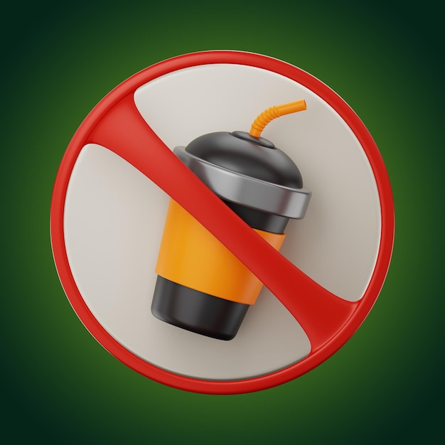 Premium Ramadan no drink sign icon 3d rendering on isolated background