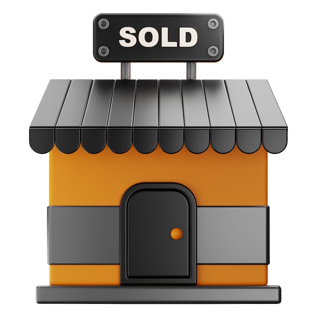 Premium real estate store sale icon 3d rendering on isolated background