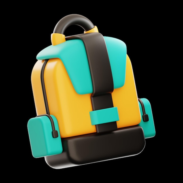 Premium Tourism backpack icon 3d rendering on isolated background