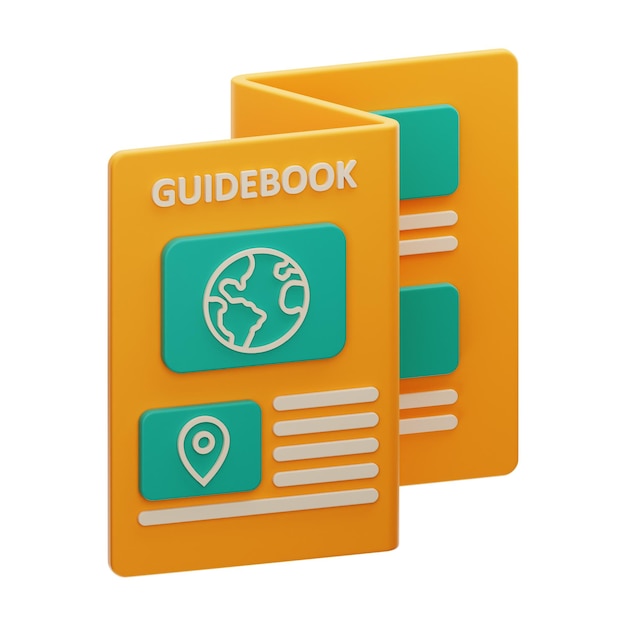 Premium Tourism guidebook icon 3d rendering on isolated background