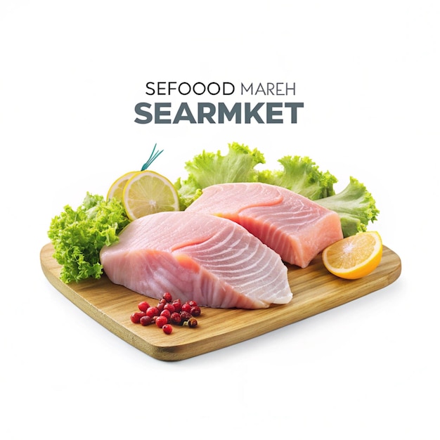 Photo premium tuna cuts and fresh seafood display a collection of gourmet tuna steaks and slices