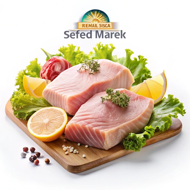 Premium Tuna Cuts and Fresh Seafood Display A Collection of Gourmet Tuna Steaks and Slices