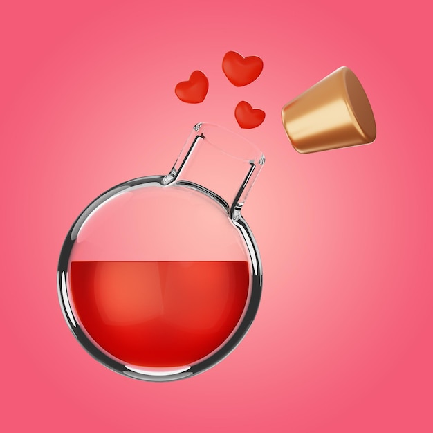 Premium Valentine's Day potion icon 3d rendering on isolated background